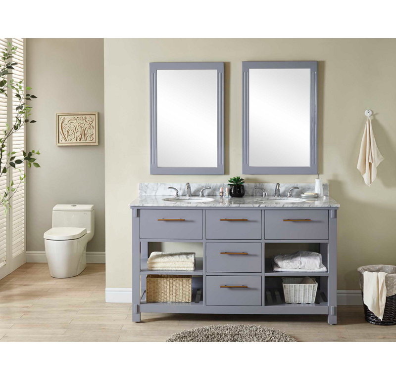 Wrought Studio Greeley 61" Double Bathroom Vanity Set Wayfair